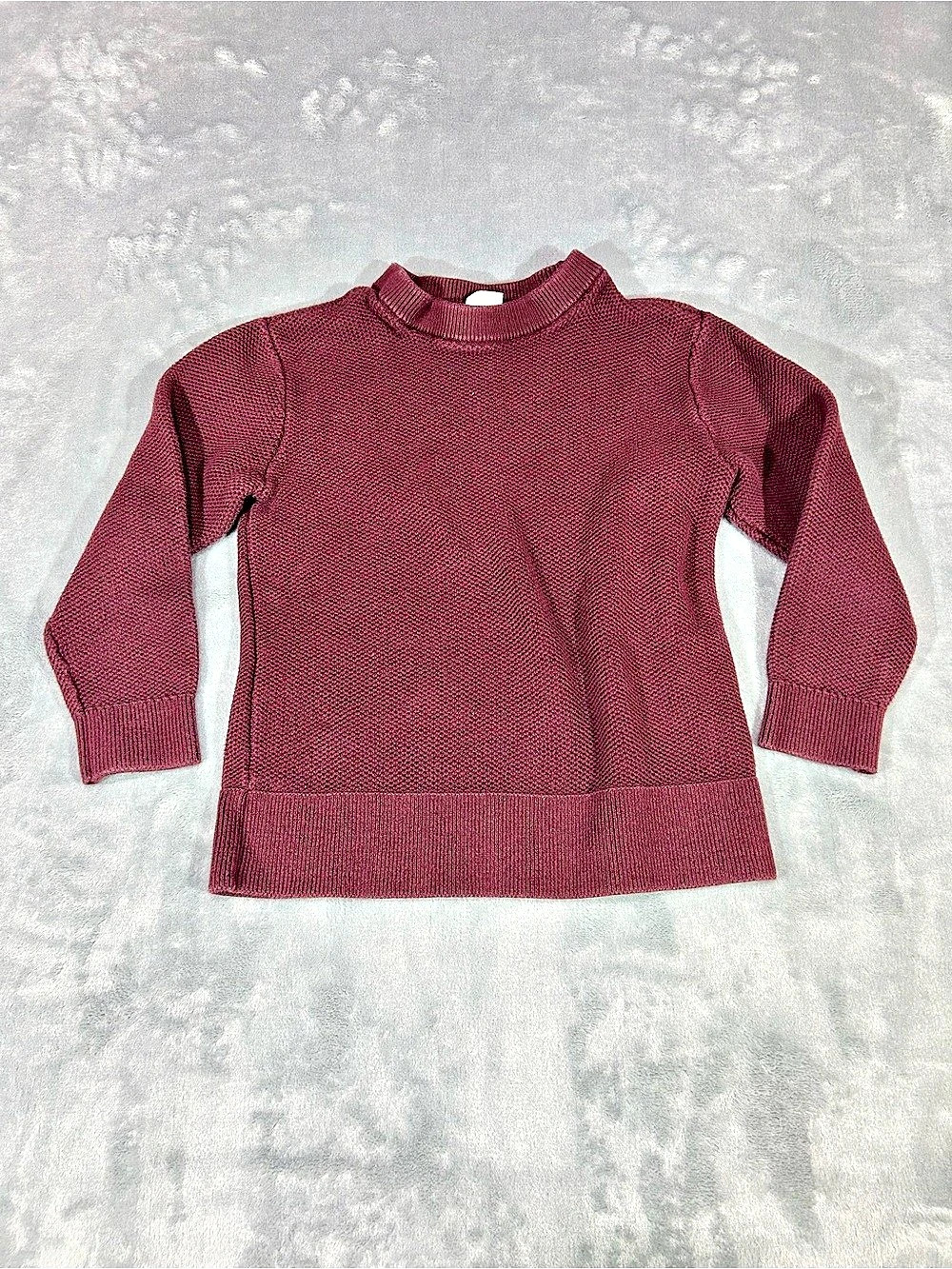 GAP Kids Boys Sweater Burgundy Pullover XS 100% Cotton Crew Neck Long Sleeve